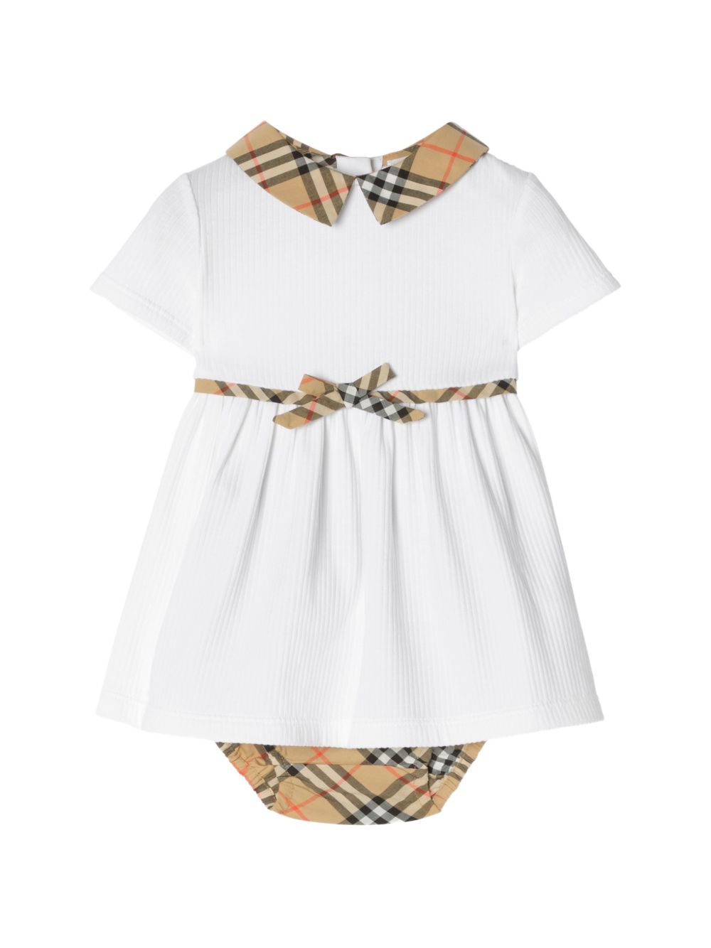 Abito per neonata Burberry Kids bianco con motivo House Check 8131661 A1464 BURBERRY KIDS 