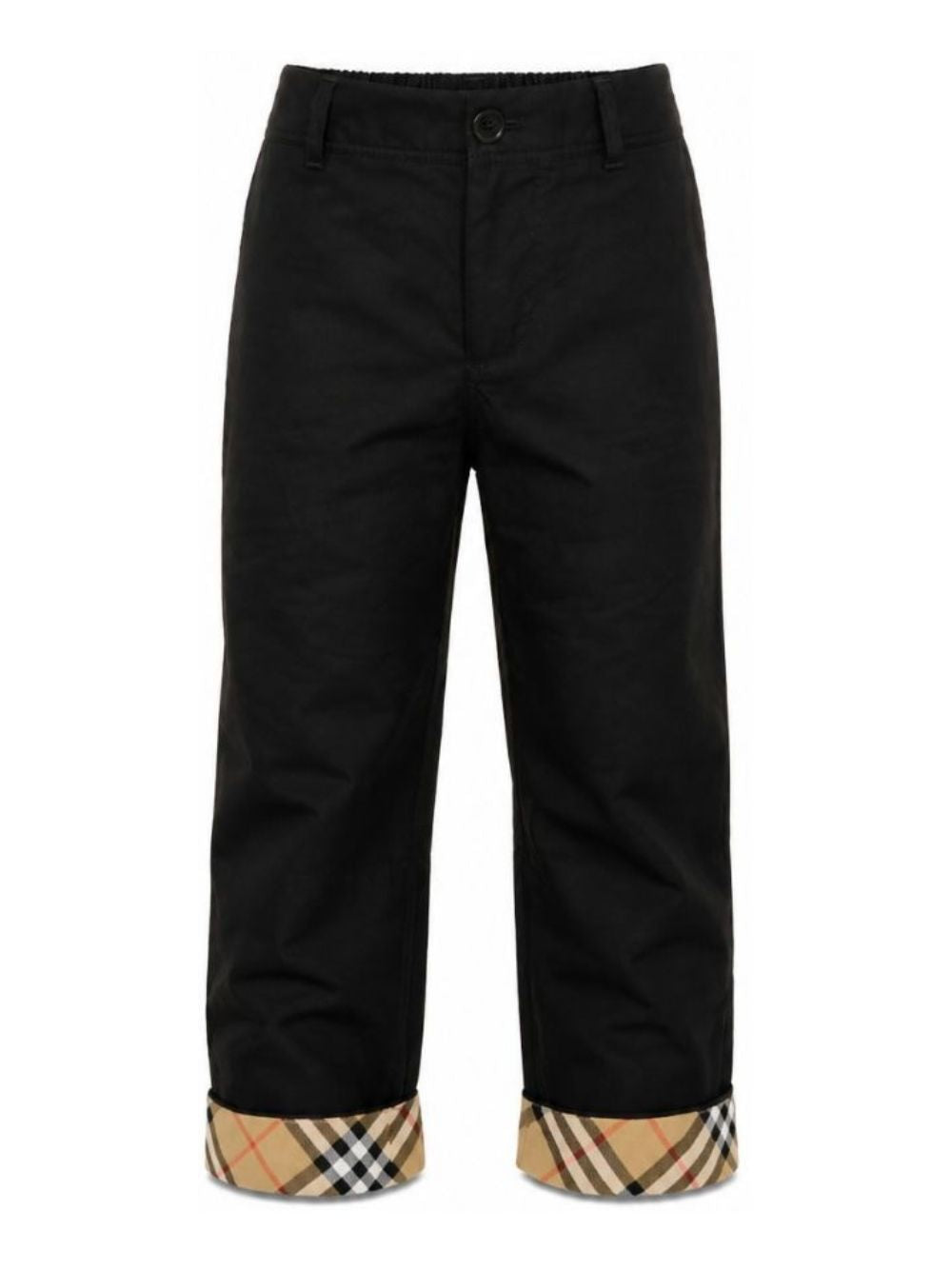 Pantaloni per bambino Burberry Kids nero con risvolto con motivo Check 8131851 A1189 BURBERRY KIDS 
