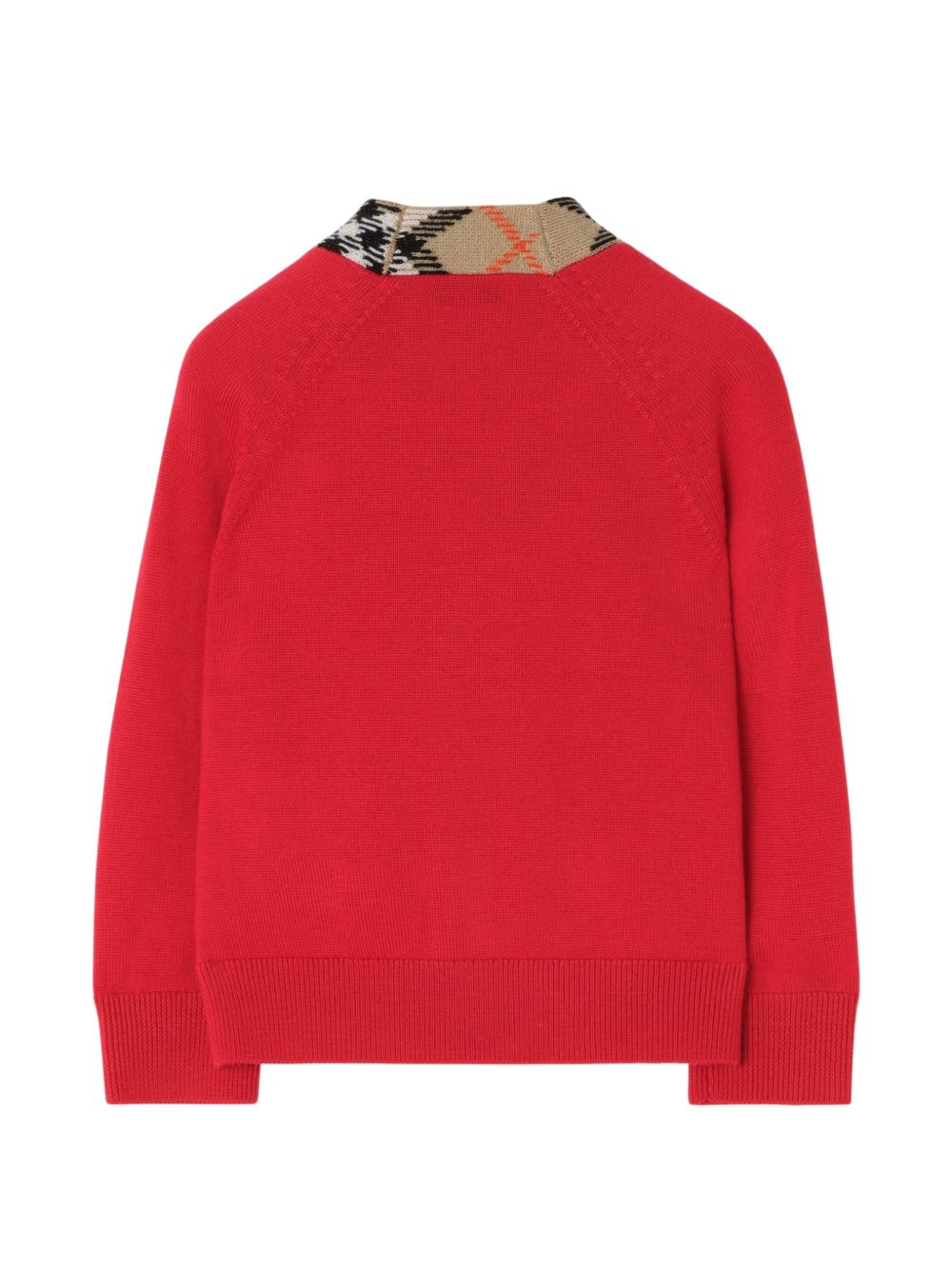 Cardigan per neonato Burberry Kids rosso con inserti con motivo Vintage House 8132215 A4587 BURBERRY KIDS 
