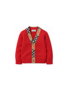 Cardigan per neonato Burberry Kids rosso con inserti con motivo Vintage House 8132215 A4587 BURBERRY KIDS 