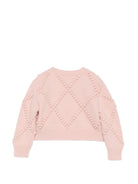 Cardigan per neonata Burberry Kids rosa con applicazione fiocco 8132225 C2989 BURBERRY KIDS 