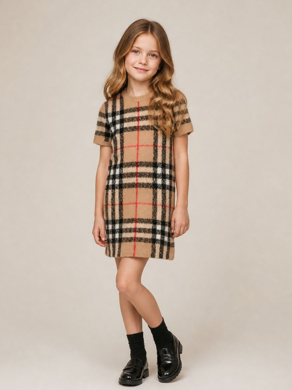 Abito per bambina Burberry Kids beige con motivo Check House 8134233 A7028 BURBERRY KIDS 