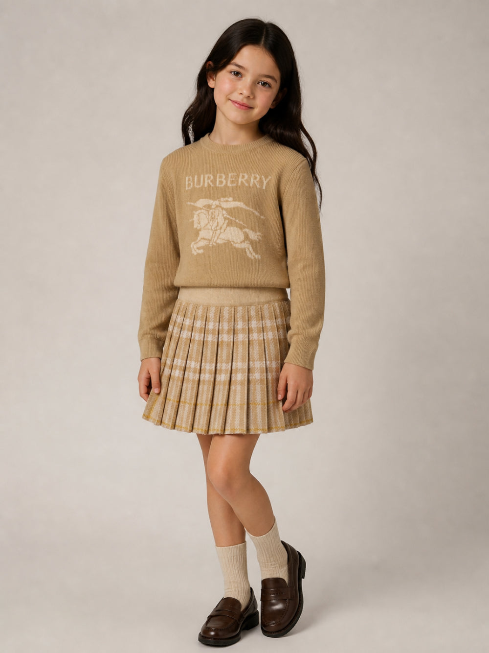 Gonna per bambina Burberry Kids beige con motivo House Check 8135222 C3269 BURBERRY KIDS 