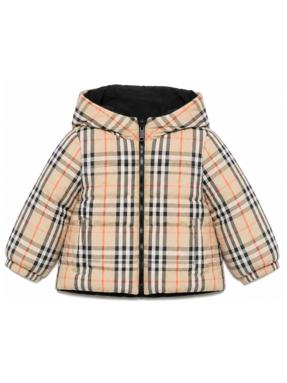 Giacca per neonata Burberry Kids beige con cappuccio a quadri vintage 8135461 A1189 BURBERRY KIDS 
