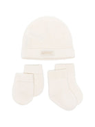Set cappellinno muffole babbucce per neonati Burberry Kids bianco con tessuto a coste 8136388 A1452 BURBERRY KIDS 