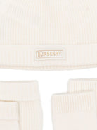 Set cappellinno muffole babbucce per neonati Burberry Kids bianco con tessuto a coste 8136388 A1452 BURBERRY KIDS 