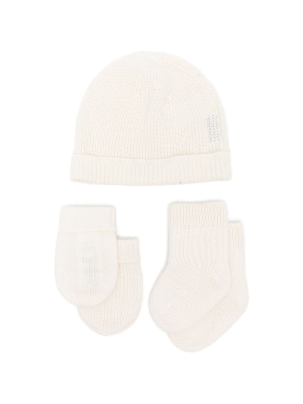 Set cappellinno muffole babbucce per neonati Burberry Kids bianco con tessuto a coste 8136388 A1452 BURBERRY KIDS 