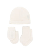 Set cappellinno muffole babbucce per neonati Burberry Kids bianco con tessuto a coste 8136388 A1452 BURBERRY KIDS 