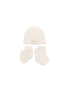 Set cappellinno muffole babbucce per neonati Burberry Kids bianco con tessuto a coste 8136388 A1452 BURBERRY KIDS 