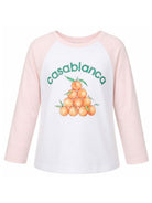 T-shirt per bambina Casablanca Kids bianca e rosa con stampa grafica KPF26JTS09901 PINK WHITE CASABLANCA KIDS 