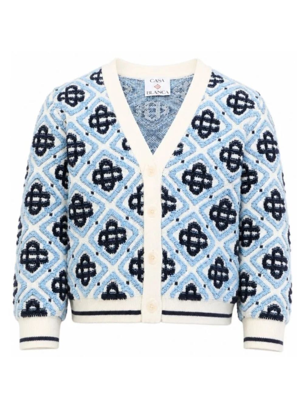Cardigan per bambina Casablanca Kids azzurro con motivo mongramma all-over KPF26KW151201 MONOGRAM CASABLANCA KIDS 