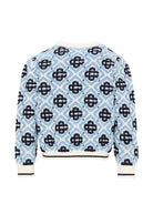 Cardigan per bambina Casablanca Kids azzurro con motivo mongramma all-over KPF26KW151201 MONOGRAM CASABLANCA KIDS 