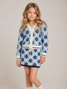Gonna per bambina Casablanca Kids azzurra con maglia di diamanti KPF26KW151301 MONOGRAM CASABLANCA KIDS 