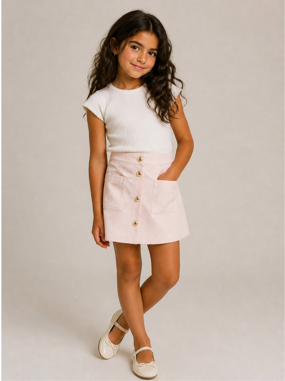 Gonna per bambina Casablanca Kids rosa con bottoni<BR/> KPF26SK24001 PINK CASABLANCA KIDS 