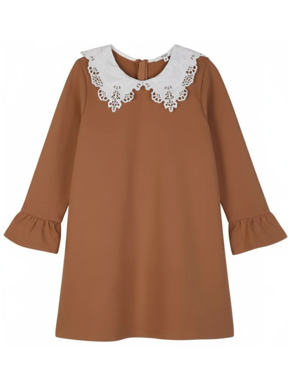 Abito per bambina Chloè Kids marrone con colletto a pizzo C21246 31F CHLOE' KIDS 