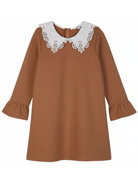 Abito per bambina Chloè Kids marrone con colletto a pizzo C21246 31F CHLOE' KIDS 