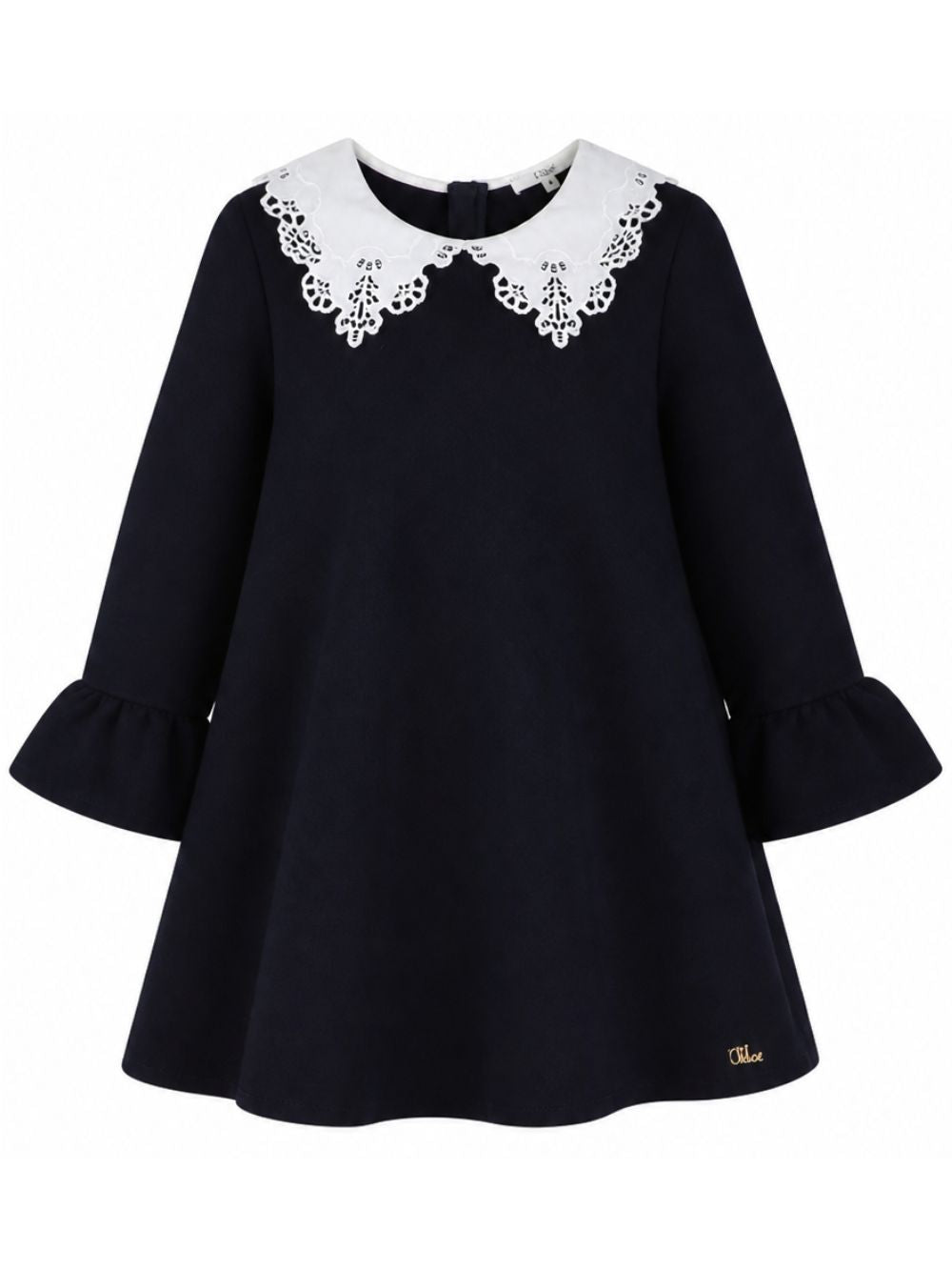 Abito per bambina Chloé Kids blu con colletto in broderie anglaise C21246 859 CHLOE' KIDS 