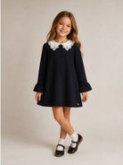 Abito per bambina Chloé Kids blu con colletto in broderie anglaise C21246 859 CHLOE' KIDS 