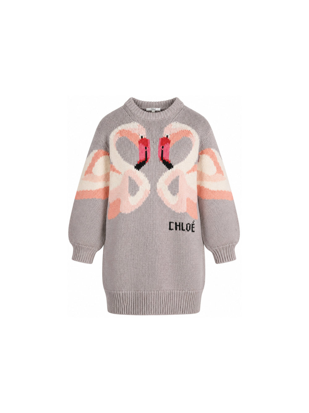Abito per bambina Chloé Kids grigio con intarsio fenicotteri C21247 20B CHLOE' KIDS 