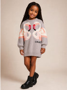 Abito per bambina Chloé Kids grigio con intarsio fenicotteri C21247 20B CHLOE' KIDS 