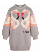 Abito per bambina Chloé Kids grigio con intarsio fenicotteri C21247 20B CHLOE' KIDS 