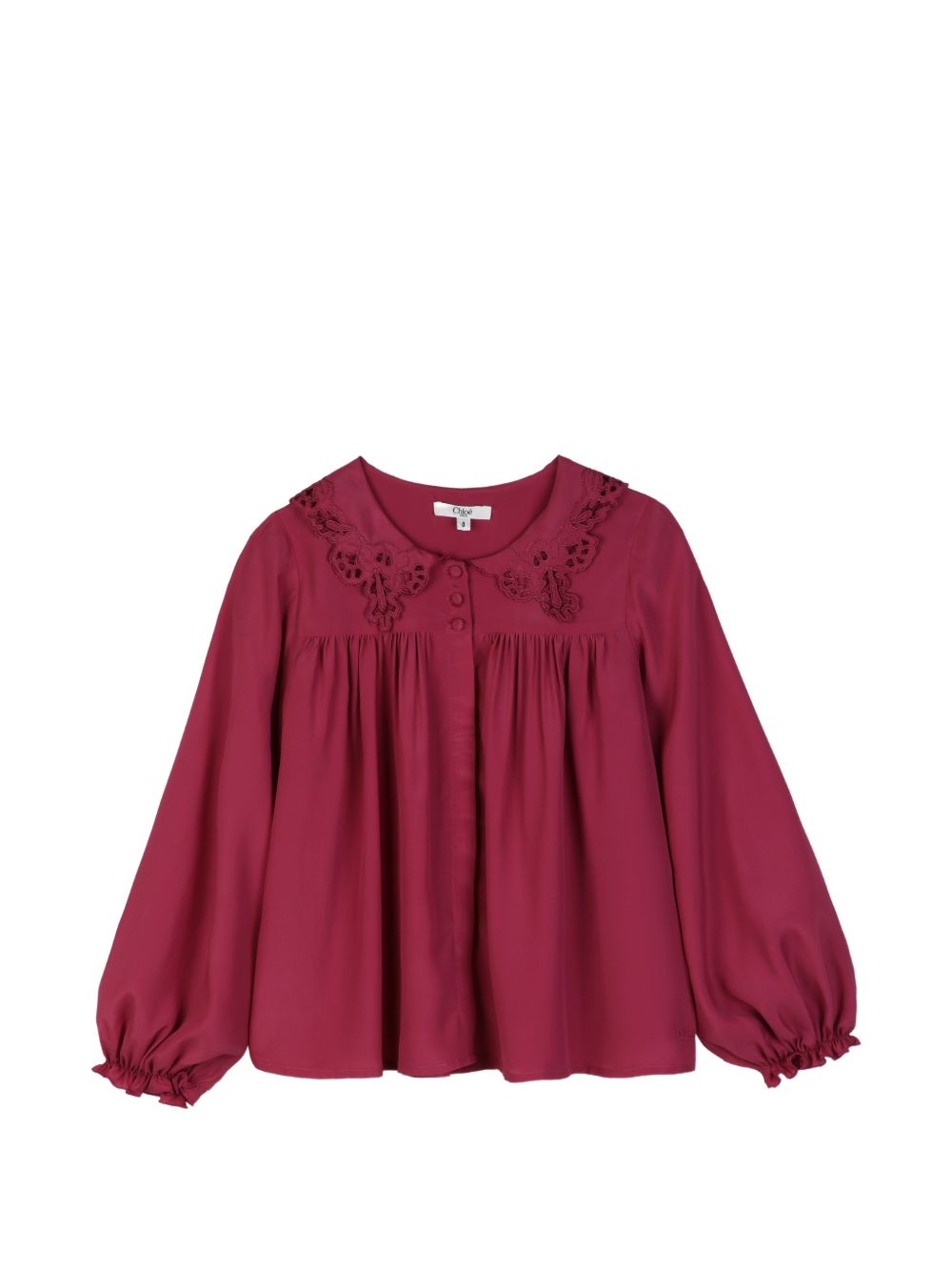 Blusa per bambina Chloé Kids rosa con dettaglio in pizzo sangallo C21255 48U CHLOE' KIDS 