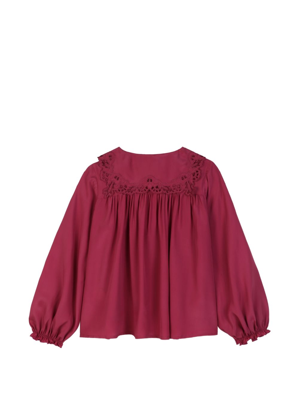 Blusa per bambina Chloé Kids rosa con dettaglio in pizzo sangallo C21255 48U CHLOE' KIDS 