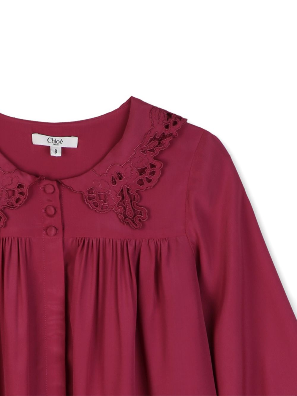 Blusa per bambina Chloé Kids rosa con dettaglio in pizzo sangallo C21255 48U CHLOE' KIDS 