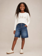 Bermuda per bambina Chloè Kids in denim con due tasche frontali applicate C21260 Z10 CHLOE' KIDS 
