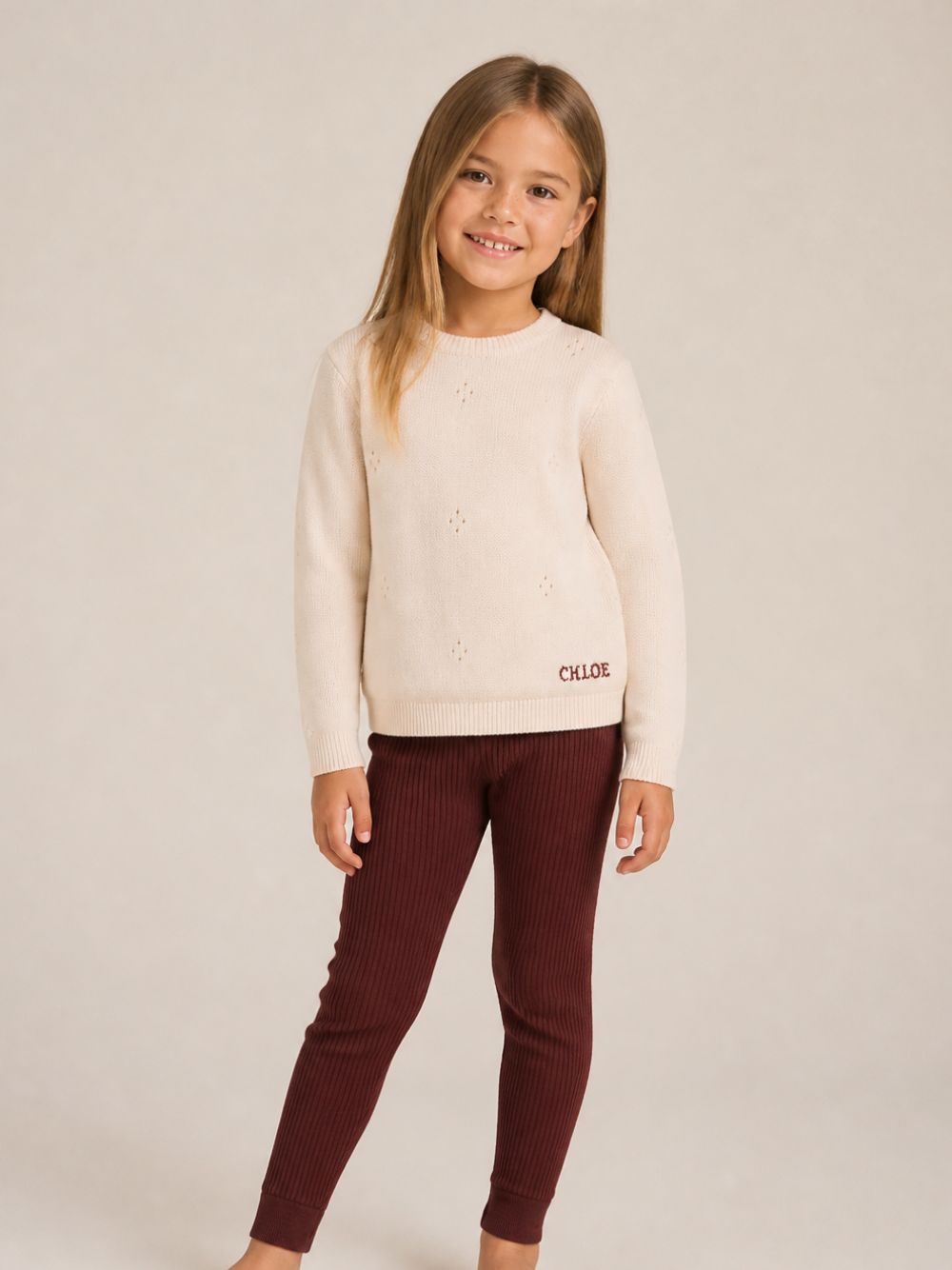 Pantaloni per bambina Chloé Kids rossi con trama a coste C21261 94E CHLOE' KIDS 