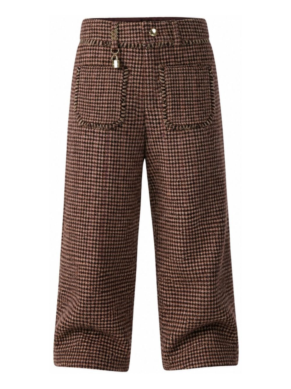 Pantaloni per bambina Chloé Kids marrone con fantasia pied-de-poule C21267 P03 CHLOE' KIDS 