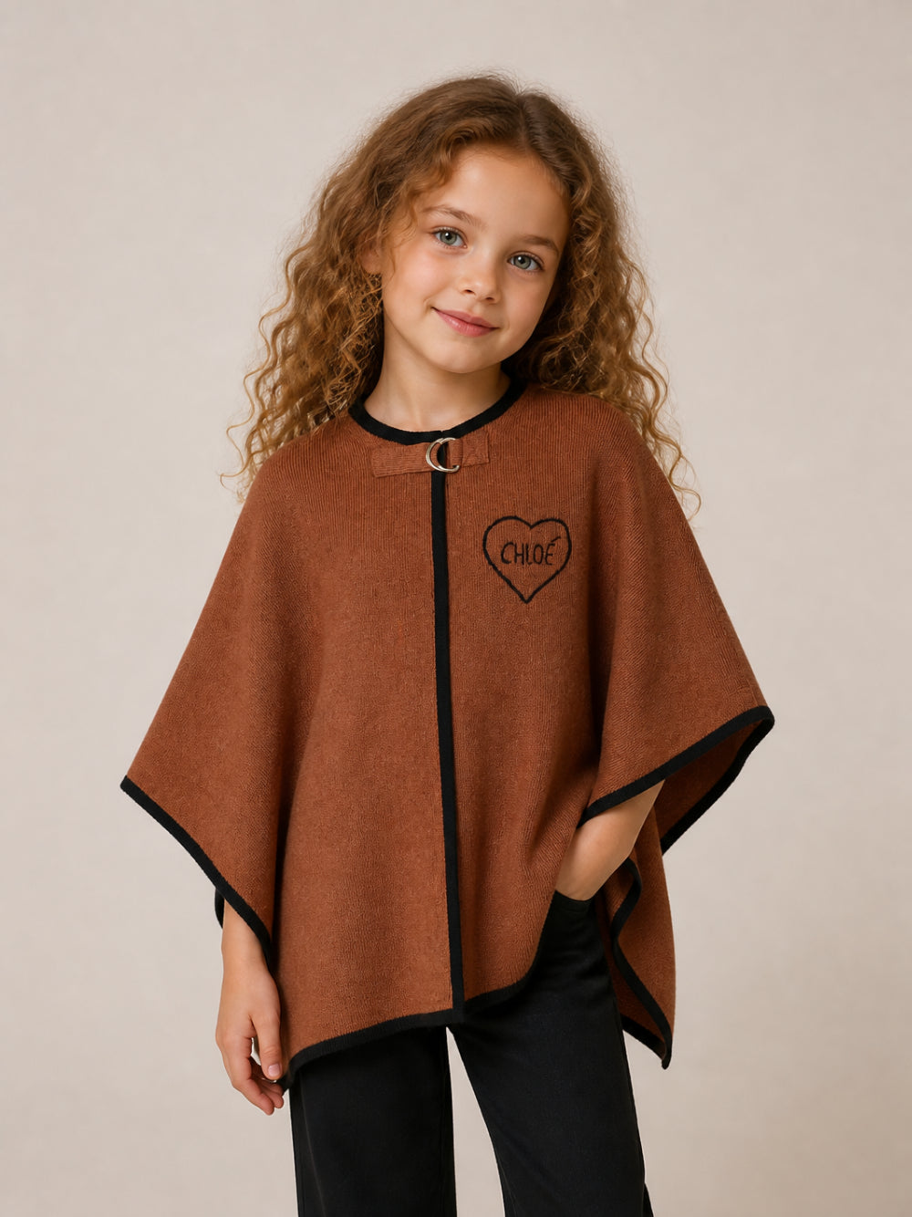 Mantella per bambina Chloé Kids marrone con ricamo C21272 31F CHLOE' KIDS 