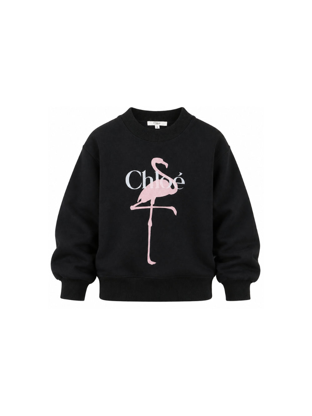 Felpa per bambina Chloé Kids nera con stampa fenicottero sul davanti C21286 09B CHLOE' KIDS 