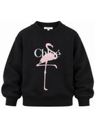 Felpa per bambina Chloé Kids nera con stampa fenicottero sul davanti C21286 09B CHLOE' KIDS 
