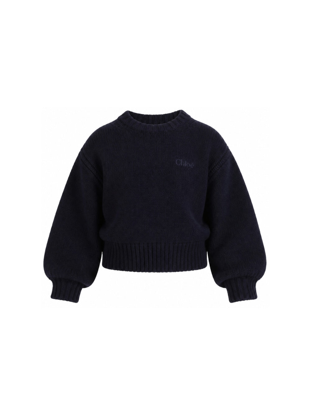 Maglione per bambina Chloé Kids blu con logo ricamato sul davanti C21292 859 CHLOE' KIDS 