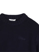 Maglione per bambina Chloé Kids blu con logo ricamato sul davanti C21292 859 CHLOE' KIDS 