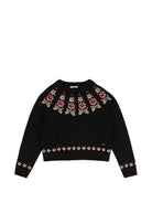 Maglione per bambina Chloé Kids nero con ricamo a fiori C21293 09B CHLOE' KIDS 