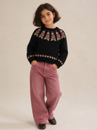 Maglione per bambina Chloé Kids nero con ricamo a fiori C21293 09B CHLOE' KIDS 