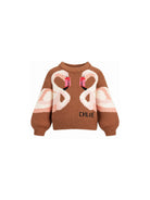 Maglione per bambina Chloé Kids marrone con intarsio fenicotteri C21294 31F CHLOE' KIDS 