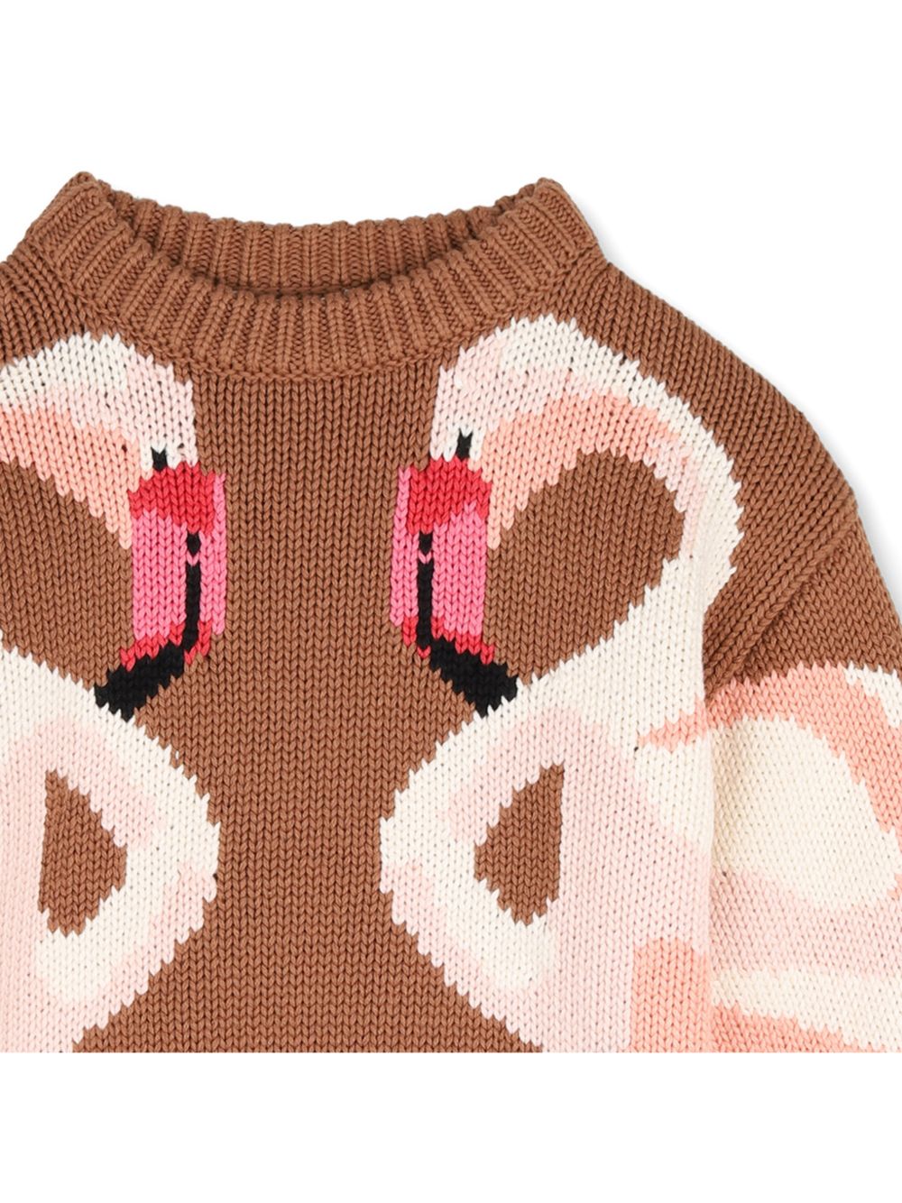 Maglione per bambina Chloé Kids marrone con intarsio fenicotteri C21294 31F CHLOE' KIDS 