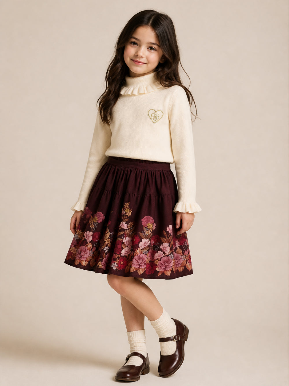 Maglione per bambina Chloé Kids crema con maniche ruches C21295 148 CHLOE' KIDS 