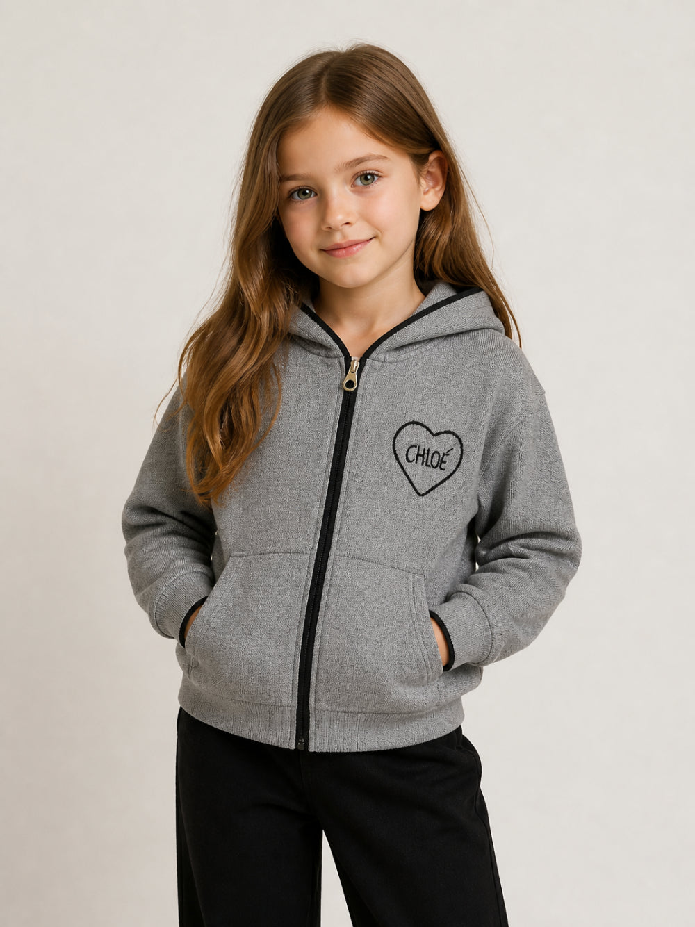 Felpa per bambina Chloé Kids grigia con logo a cuore C21298 A46 CHLOE' KIDS 