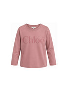 T-shirt per bambina Chloé Kids rosa con logo sul davanti C21299 48W CHLOE' KIDS 