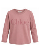 T-shirt per bambina Chloé Kids rosa con logo sul davanti C21299 48W CHLOE' KIDS 