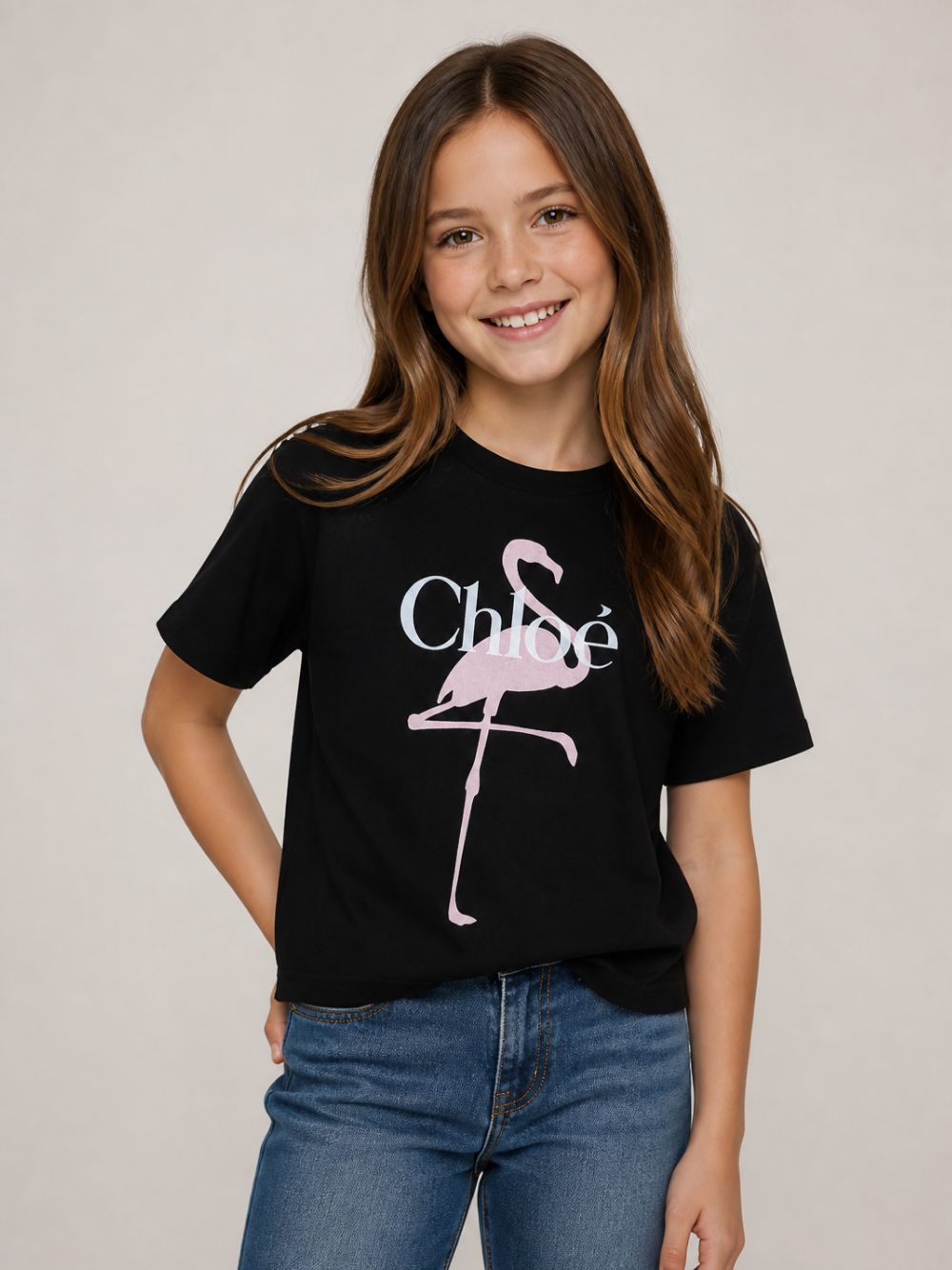T-shirt per bambina Chloè Kids nera con stampa grafica C21300 09B CHLOE' KIDS 