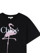 T-shirt per bambina Chloè Kids nera con stampa grafica C21300 09B CHLOE' KIDS 