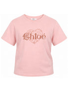 T-shirt per bambina Chloé Kids rosa con stampa con cuore C21300 461 CHLOE' KIDS 