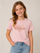 T-shirt per bambina Chloé Kids rosa con stampa con cuore C21300 461 CHLOE' KIDS 