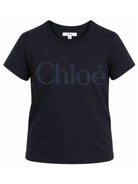 T-shirt per bambina Chloè Kids blu con stampa logo sul davanti C21301 859 CHLOE' KIDS 