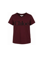 T-shirt per bambina Chloé Kids rossa con logo sul davanti C21301 94E CHLOE' KIDS 